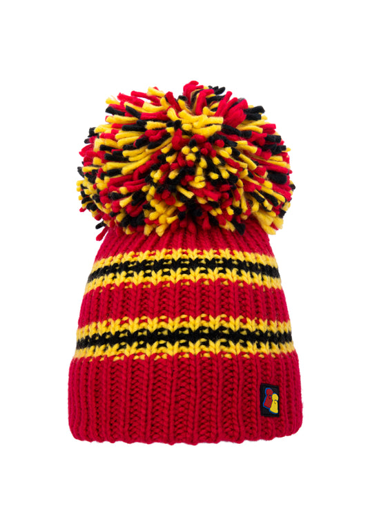 Red, Black and Yellow Big Bobble Hat