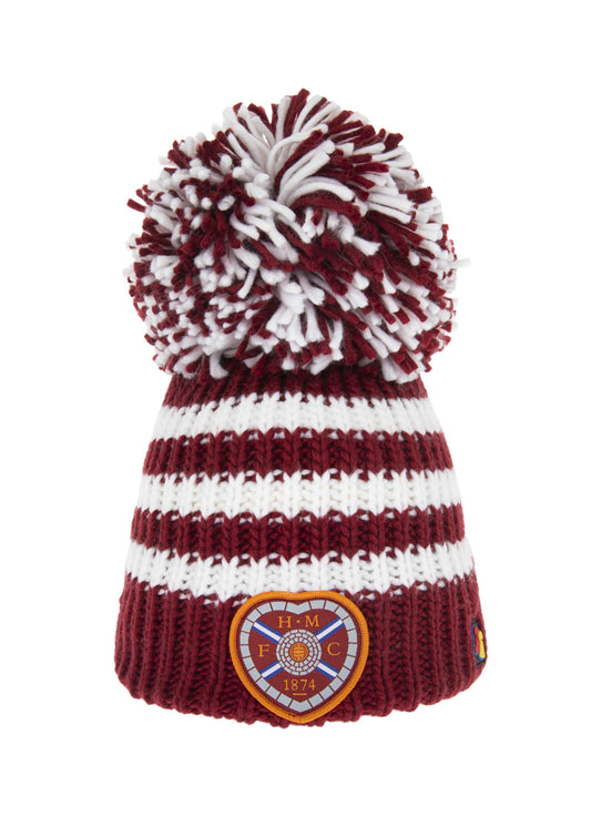 Hearts FC Stripey Big Bobble Hat