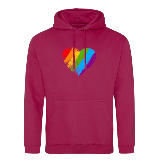 Medium Cranberry Rainbow Heart Hoodie