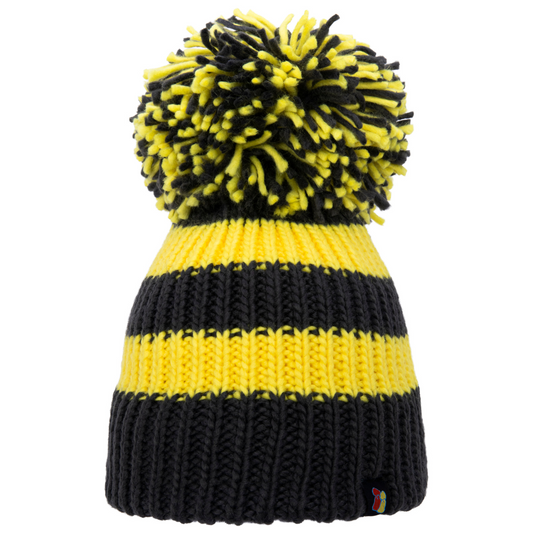 Grey and Yellow Big Bobble Hat