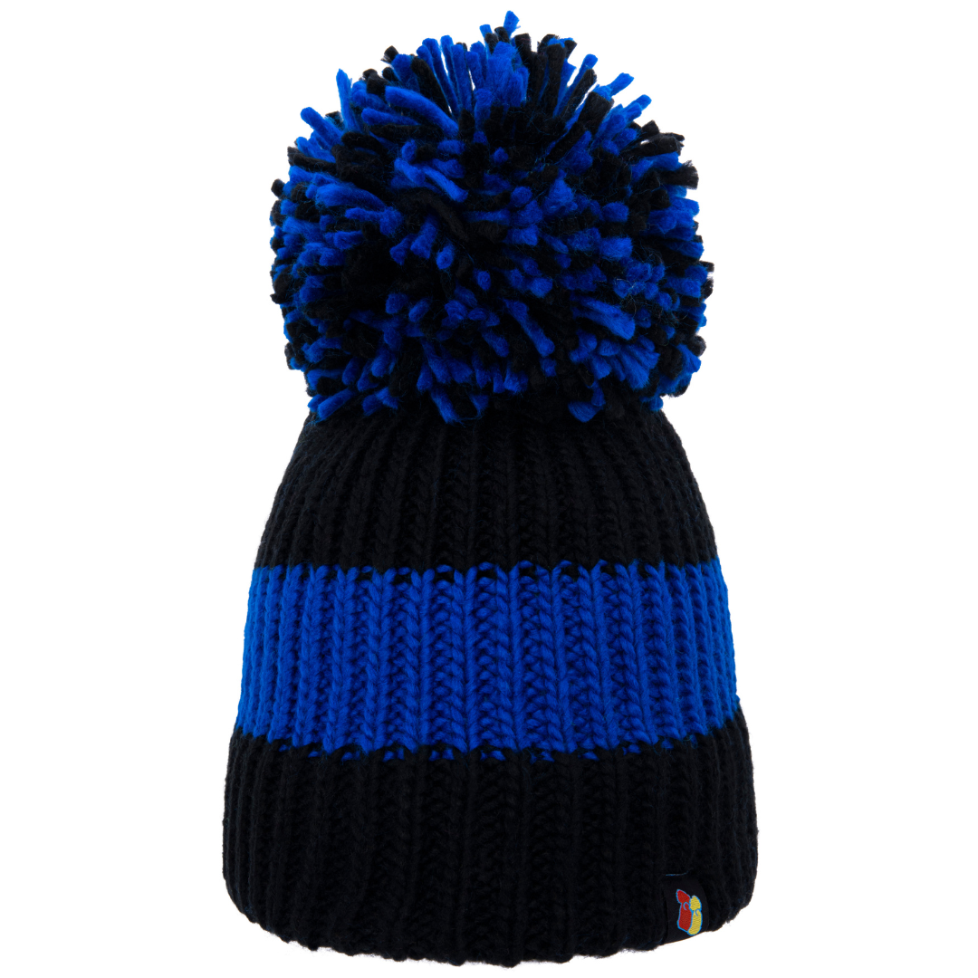 Black and Dark Blue Big Bobble Hat