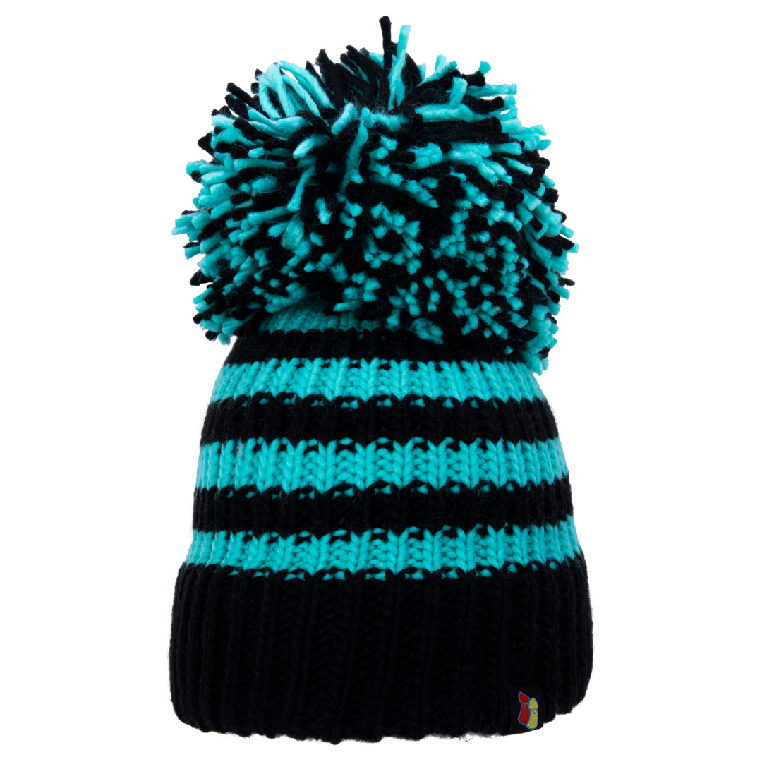 Black and Jade Big Bobble Hat