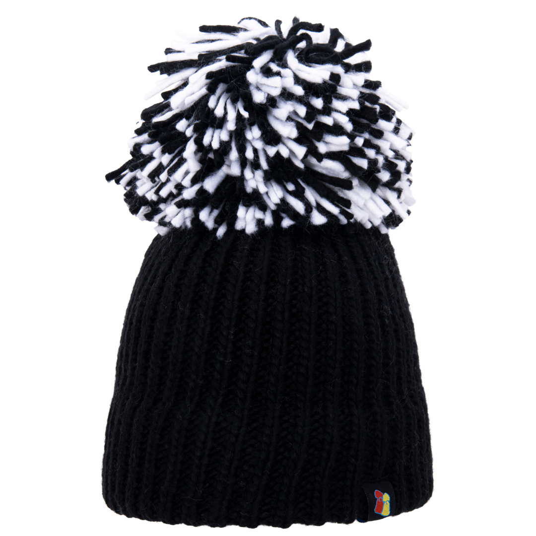 Black with Black and White Bobble