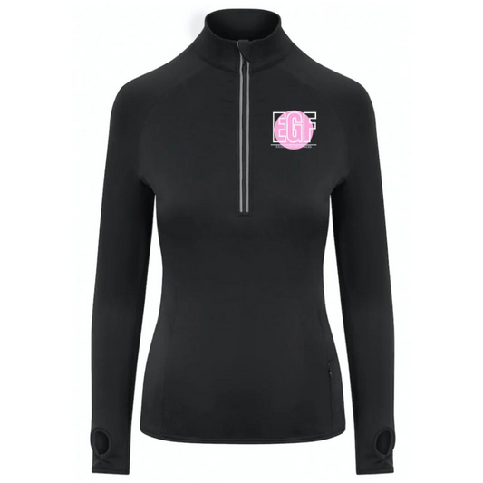 EGF Women's Black Half Zip Top