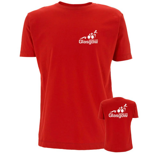 Glasgow Triathlon Club Technical Red T-Shirt - White Logo