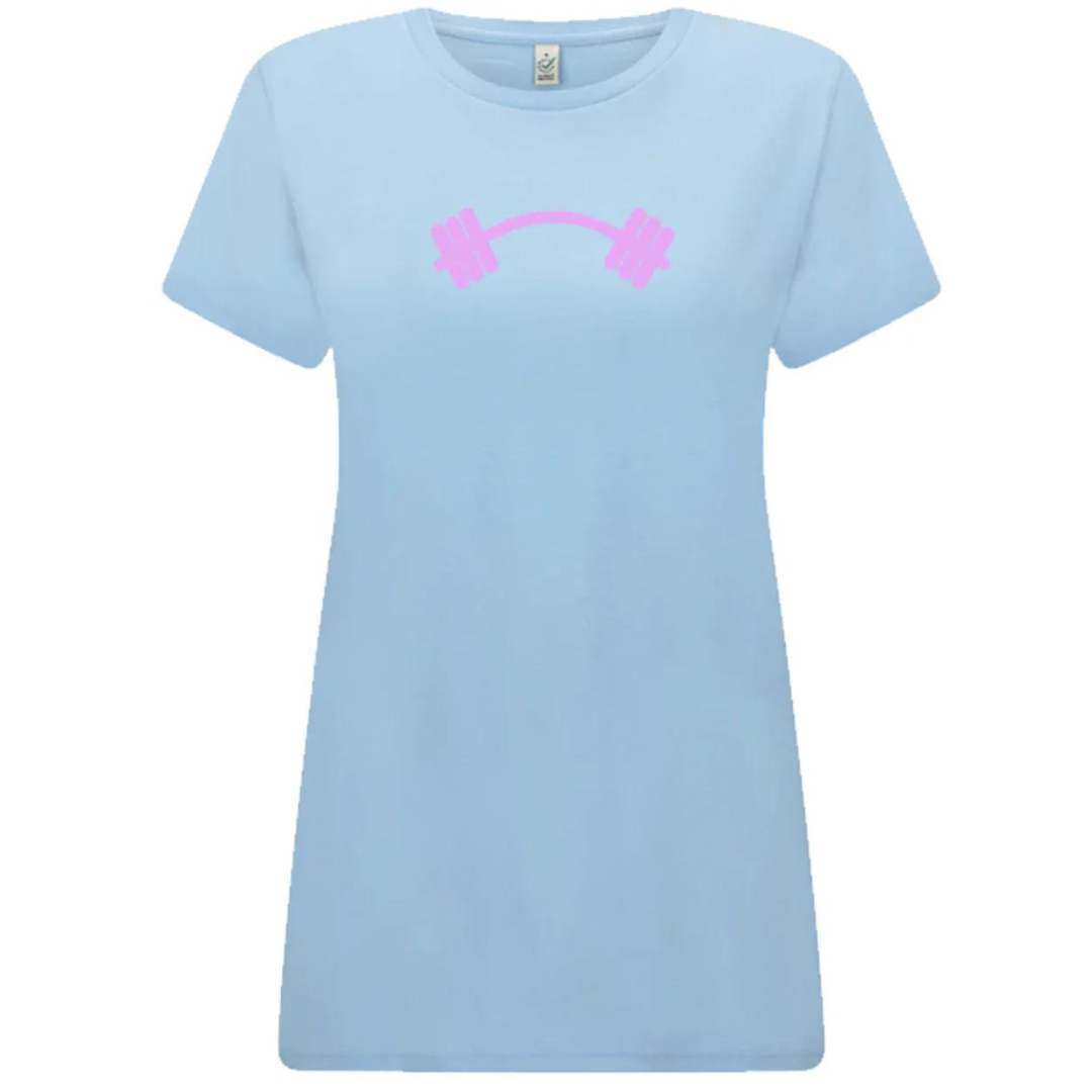 Women's Small Light Blue Barbell T-Shirt