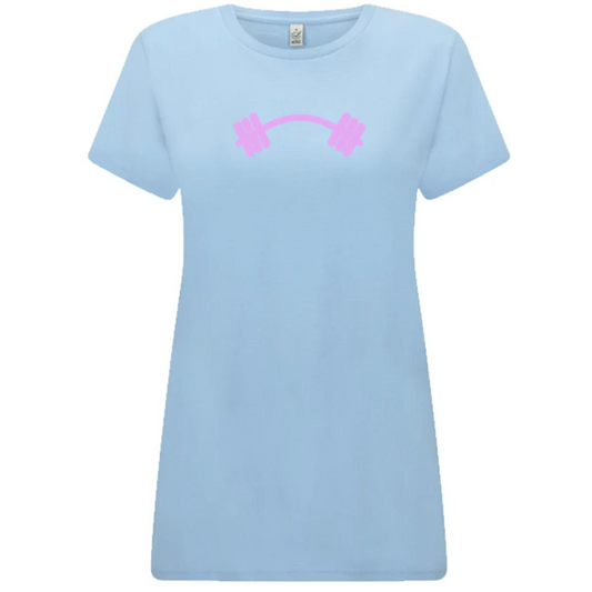 Women's Small Light Blue Barbell T-Shirt