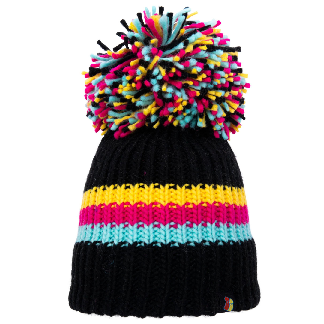 Black, Jade, Pink and Yellow Big Bobble Hat | Big Bobble Hats – Big ...