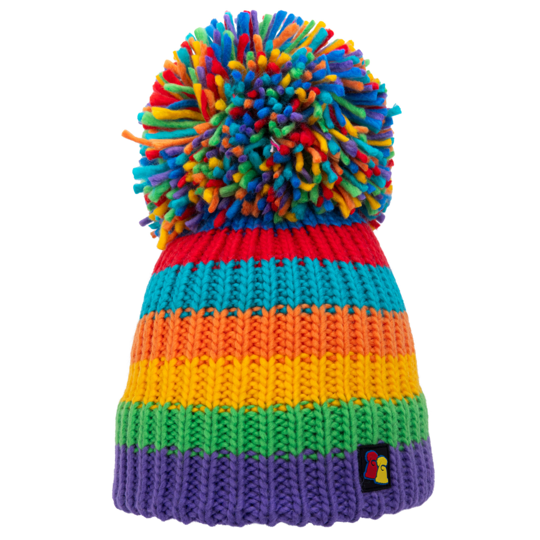 Purple, Green, Yellow, Orange, Jade and Red Big Bobble Hat