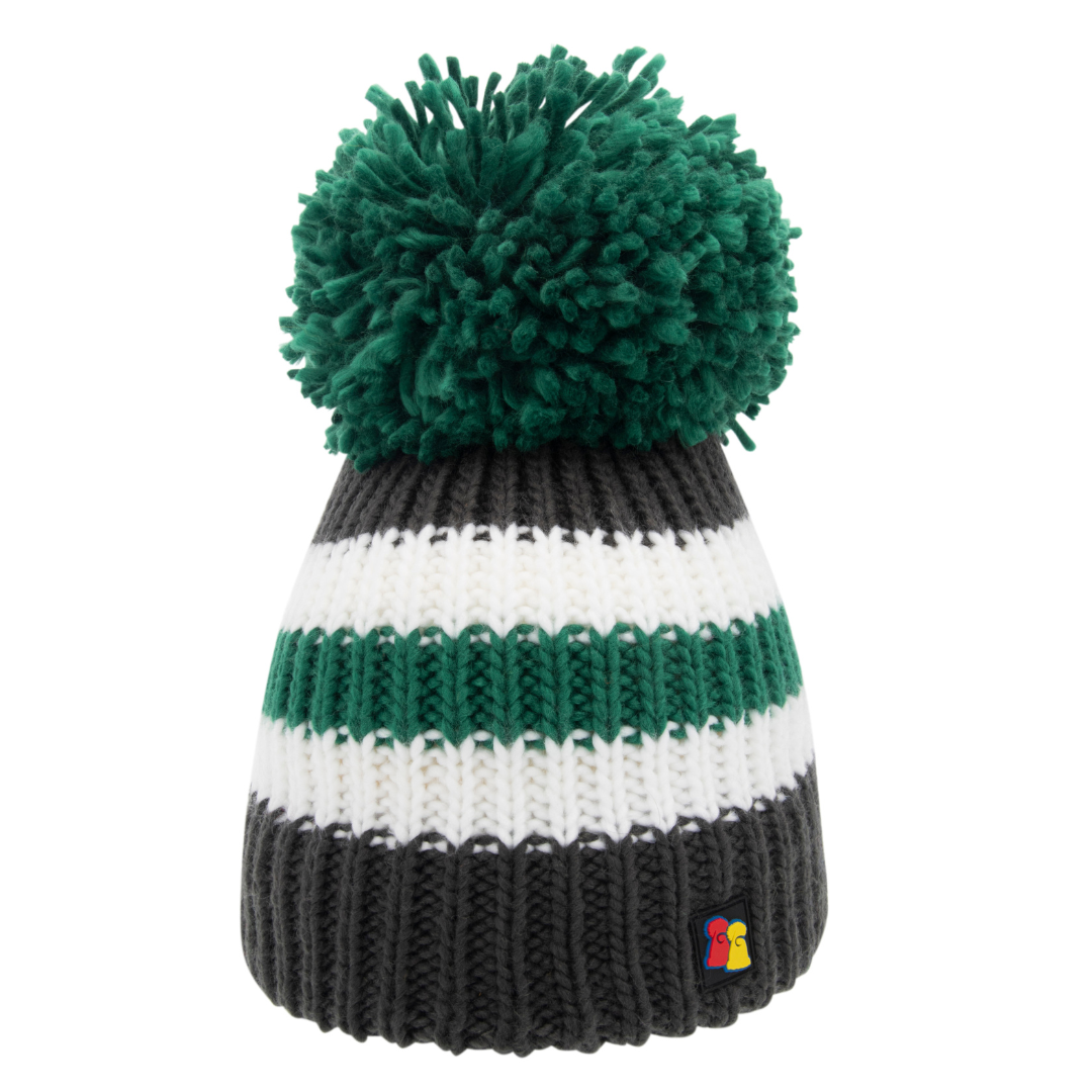 Green, White and Grey Big Bobble Hat