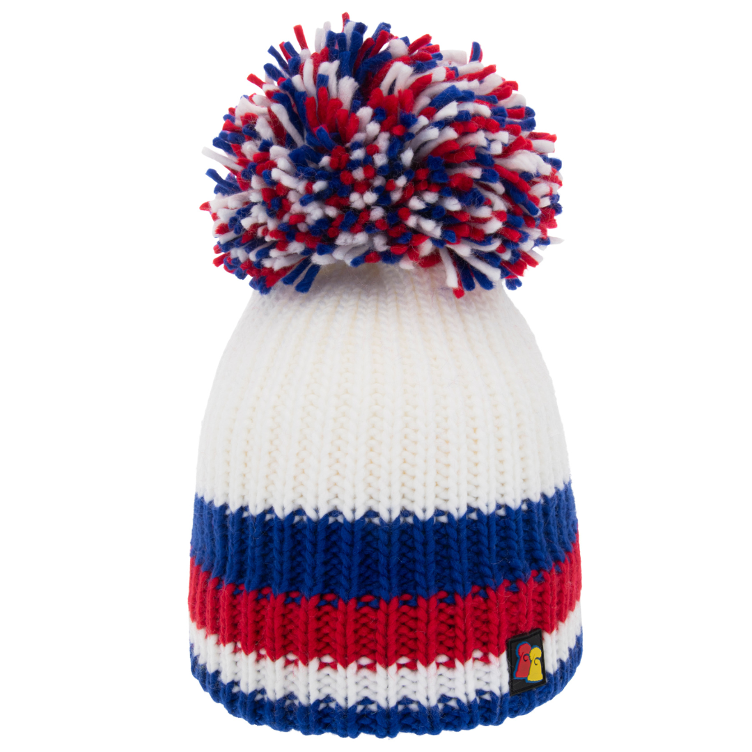 Blue, Red and White Big Bobble Hat