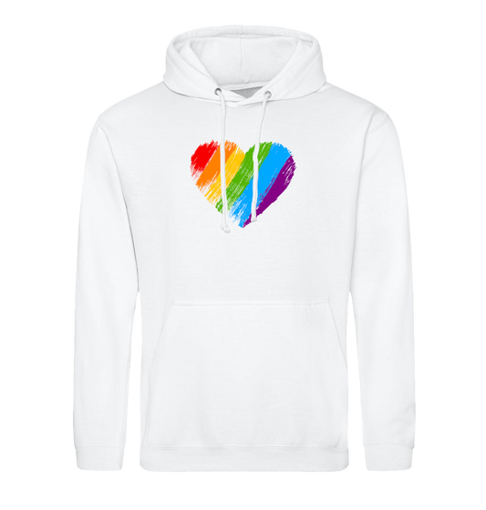 Small White Rainbow Heart Hoodie