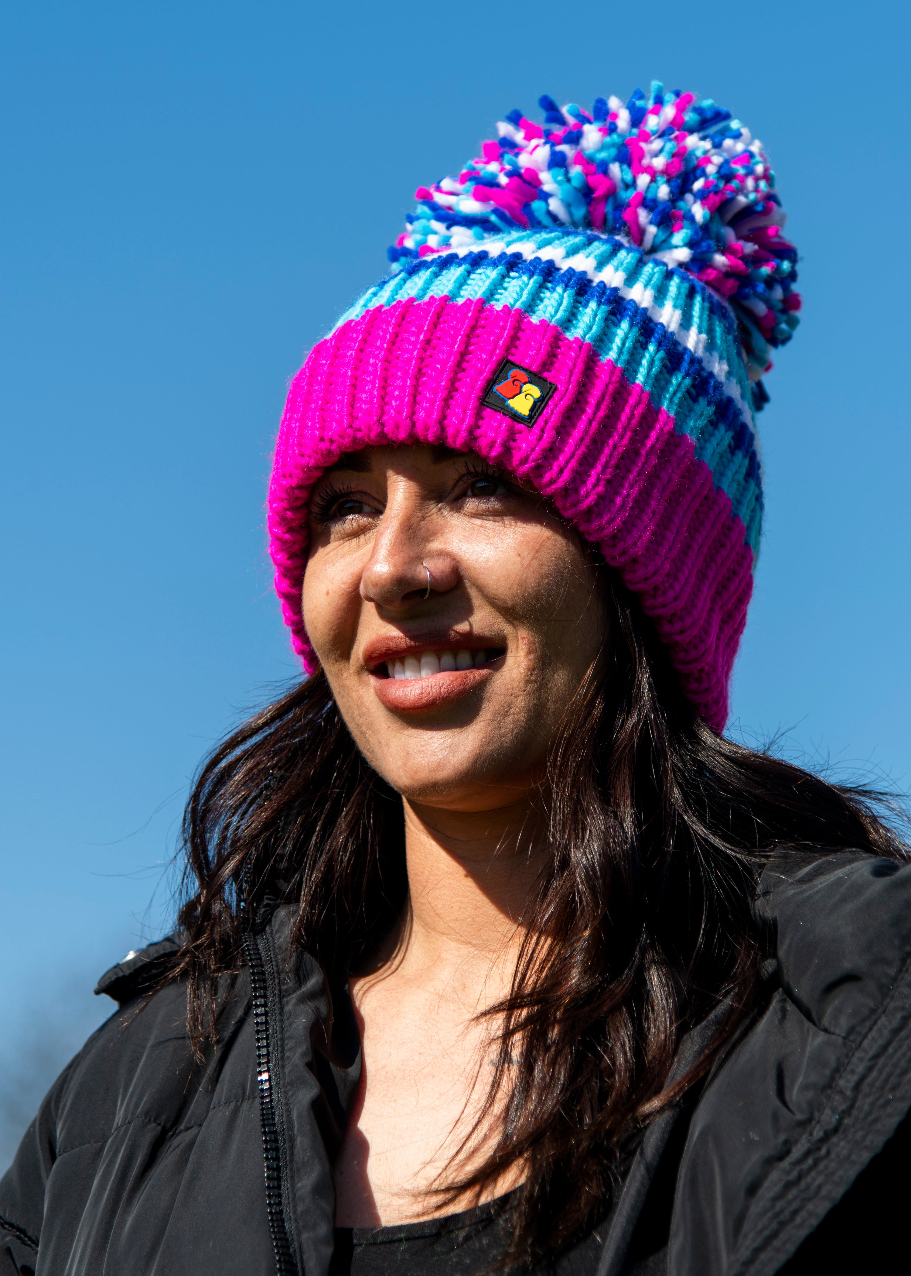 Baby pink bobble sales hat